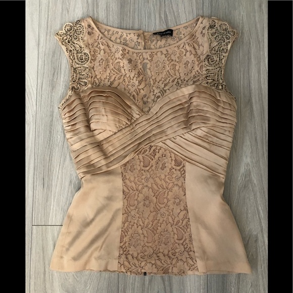 Bebe silk/lace beaded shoulder top - Picture 1 of 7